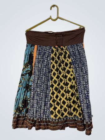 Boho-Patchwork-Druckrock mit Quastenbesatz