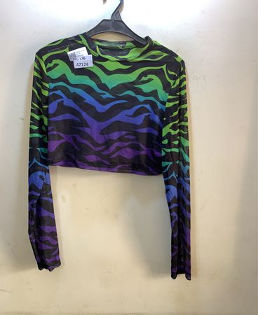 FaithVintage Zebra Print Mesh Crop Top