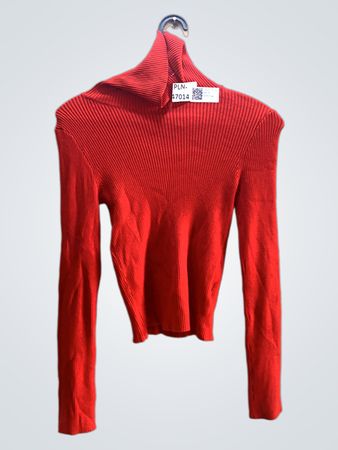 FaithVintage Roter Rippstrickrollkragenpullover