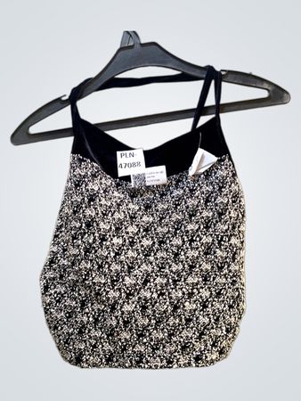 FaithVintage Schwarzes und Weißes Texturiertes Crop Top