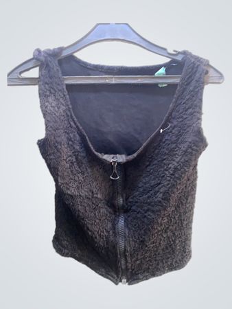FaithVintage Schwarzes Texturiertes Ärmelloses Top mit Reißverschluss