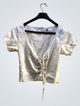 Weißes Ösen-Schnür-Cropped-Top