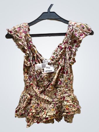 PATRONS OF PE Floral Print Off-the-Shoulder Smocked Peplum Top