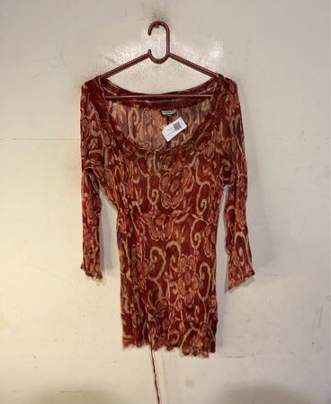 Giorgio Collection Rote Blumenmuster Transparente Bluse