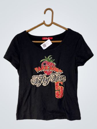G & H CLASSIC SPORT Black T-Shirt mit Erdbeer-Grafik