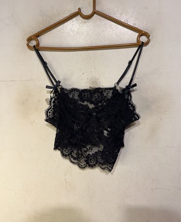 Schwarzes Spitzen-Cami NT-70629