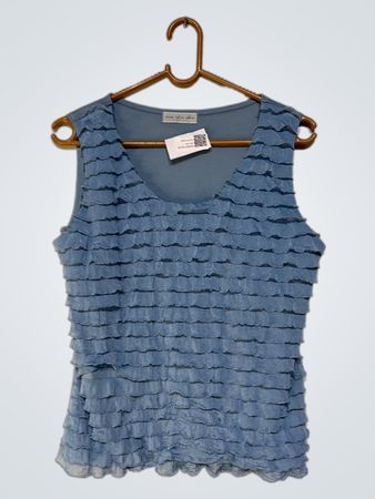 Mon Chou Chou Premier Blue Ruffled Sleeveless Top