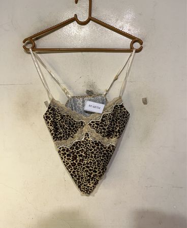 Leopardenmuster Cami mit Spitzenbesatz