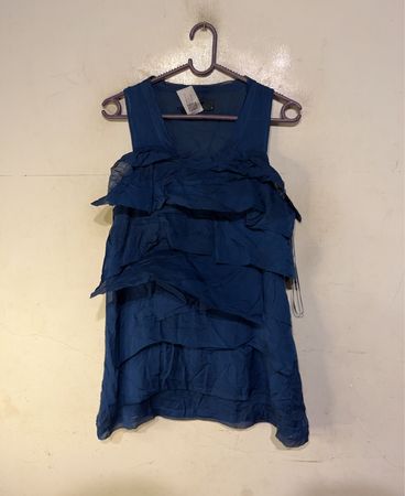 VERO MODA Blau Rüschenschnittröckenkleid ohne Ärmel
