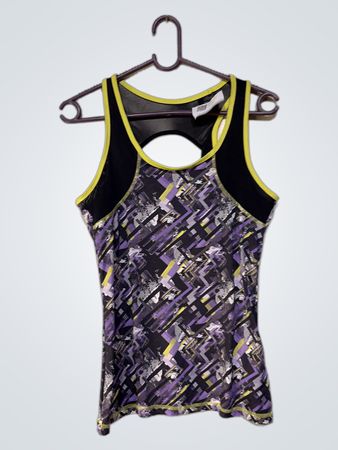 Tanktop mit abstraktem Druck und Mesh-Details