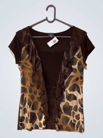 Solar Brown Rüschentop mit Tierdruck