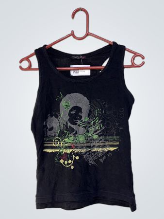 Rosebud Girl Black Graphic Tank Top