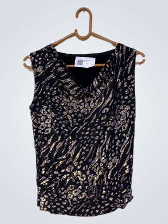 Schwarzes ärmelloses Top mit Tierdruck