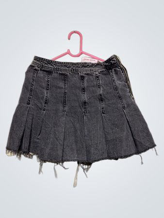 Kiabi Damen grauer Denim Faltenrock