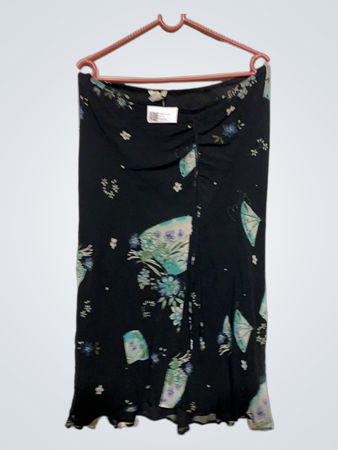 Laura Leigh Ltd Schwarzer Floral-Fan-Print Midi-Rock