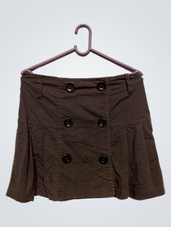 Candley Damen Braune Doppelreiher Faltensch Minirock