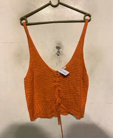 AMISU Strickware Orange Cropped Tanktop