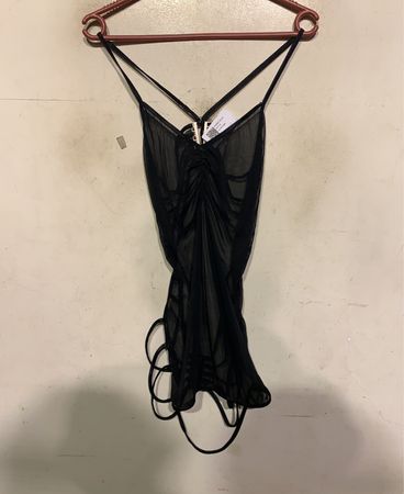 Schwarzes Mesh Raffung Cami Top
