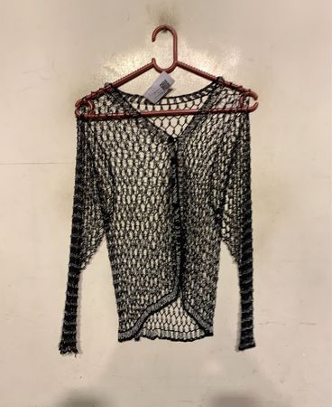 Schwarz Netz Cardigan mit NT-71033 Etikett