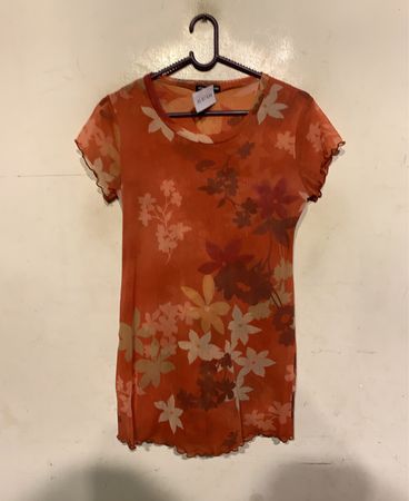 Cha Cha Vente Orange Floral Mesh Top