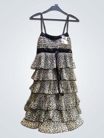 FaithVintage gestuftes Leopardenmuster Mini-Kleid