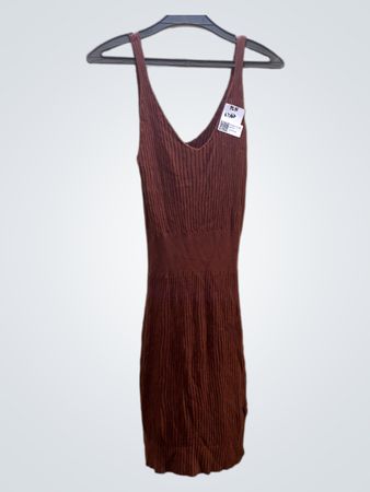 FaithVintage Rippstrick V-Ausschnitt Kleid