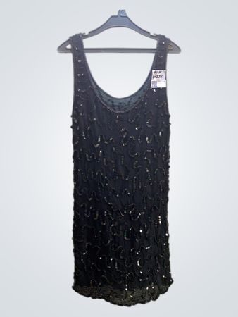 FaithVintage Schwarz Paillettenverziertes Ärmelloses Kleid
