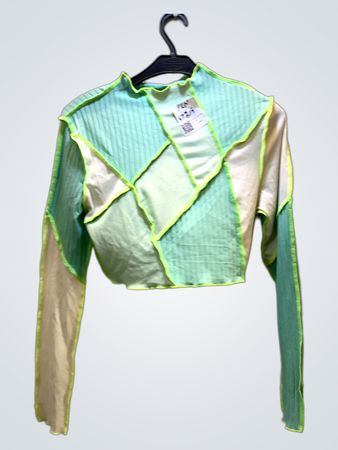 FaithVintage Colorblock Langarm gekürztes Oberteil