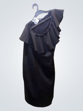Lulus schwarzes einseitiges Rüschenskleid