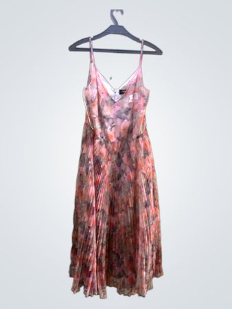 Oasis Floral Print Pleated Midi Dress