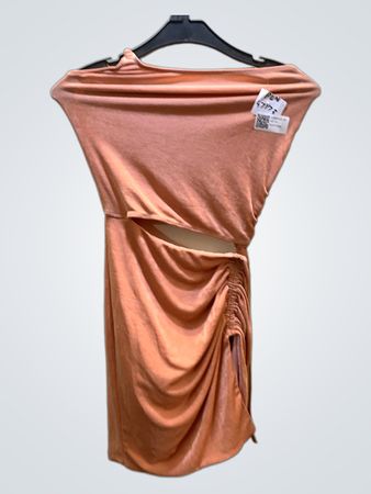 Pfirsich-Raffung Cut-Out Kleid