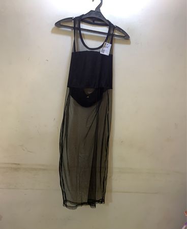 FaithVintage Schwarzes Transparent Maxi Kleid