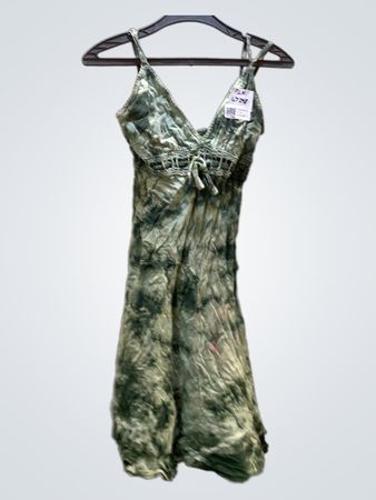 FaithVintage Grünes Tie-Dye Midi-Kleid