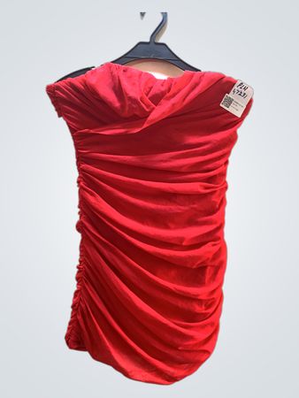 FaithVintage Rotes Rüschendes Trägerloses Kleid