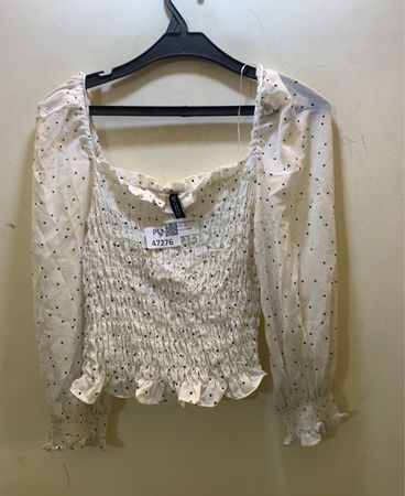 H&M Divided Polka Dot Smocked Square Neck Top