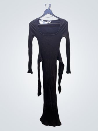 TOPSHOP schwarzes geripptes Maxikleid