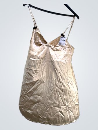 FaithVintage Champagne Slip Dress with Black Bows