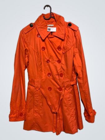 VILA CLOTHES Orange Double-Breasted Trench Coat