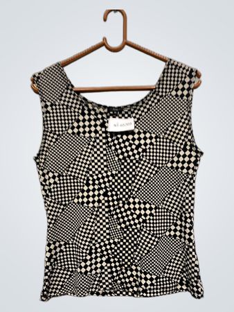 Aria Schwarz und Weiß Geometrische Druck Ärmelloses Top