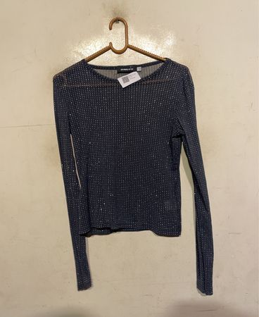 ONLY Langarm Glitzer-Mesh-Top