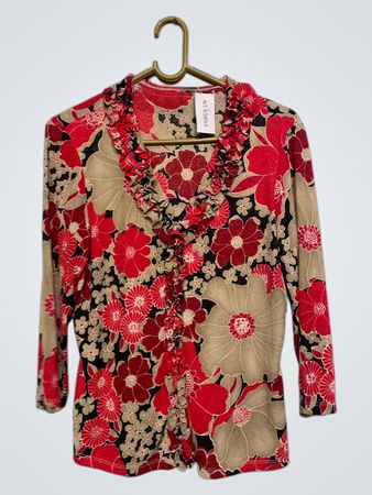 Bluse mit floralem Druck und Rüschen