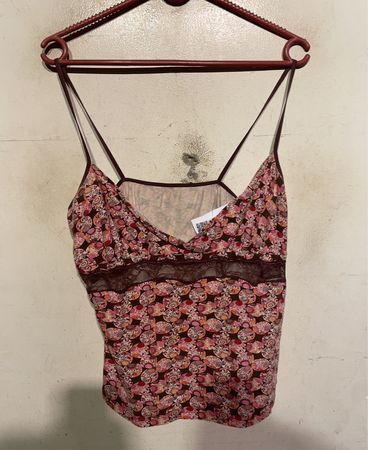 Blumenmuster Cami Top mit Spitzenbesatz