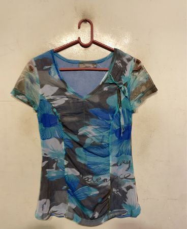 Comme ca Damen Blumenmuster Transparente Bluse