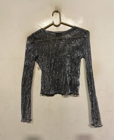 Topshop Silber Metallisch Langarmoberteil