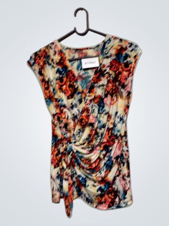 Floral Print V-Neck Ruched Top NT-64941