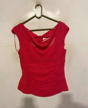 Coast Red Ruched Bow Back Top