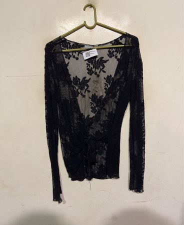 Schwarzer Spitzen-Cardigan
