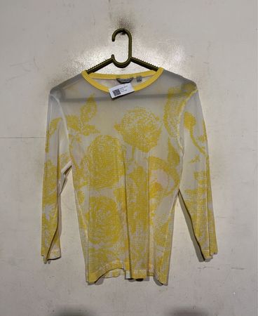 TURNER Gelb Blumen Transparent Langarmoberteil