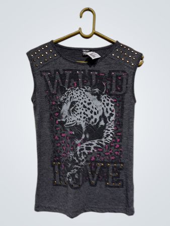 YFK Wild Love Ärmelloses T-Shirt mit Leopardenmuster