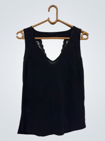 Naf Naf Black Lace Trim Tank Top